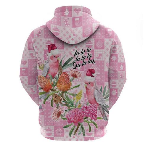 Sweet Pink Cockatoo’s Aussie Santa Zip Hoodie Australia Christmas Vibes - Aussie Hoodie