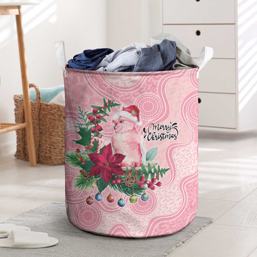 Watercolor Pink Galah Flowers Laundry Basket Australia Christmas Vibes - Aussie Hoodie