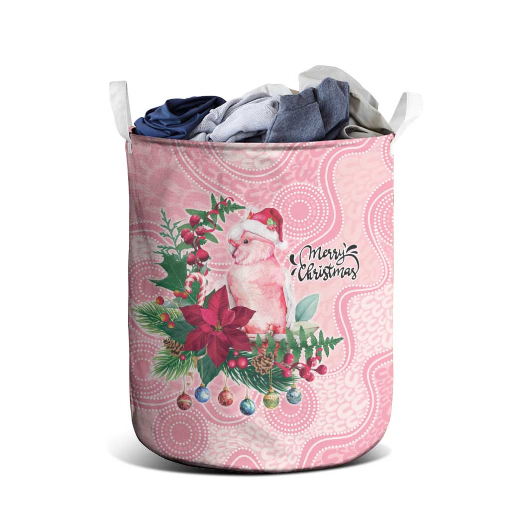 Watercolor Pink Galah Flowers Laundry Basket Australia Christmas Vibes - Aussie Hoodie