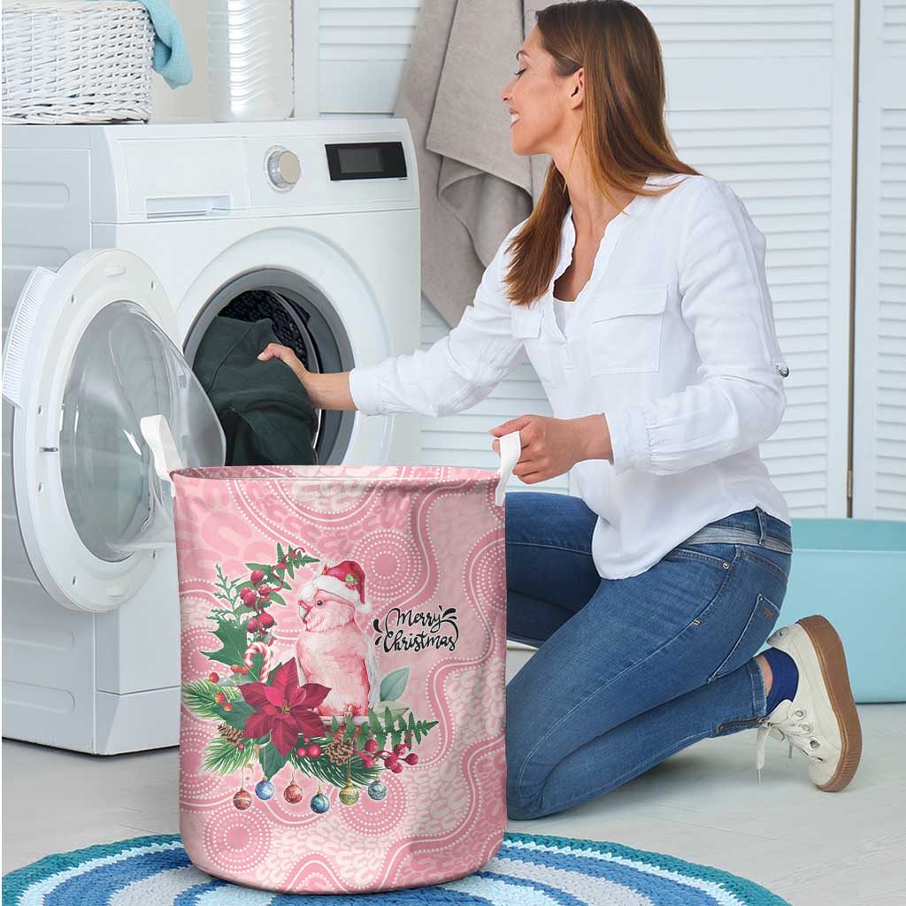 Watercolor Pink Galah Flowers Laundry Basket Australia Christmas Vibes - Aussie Hoodie