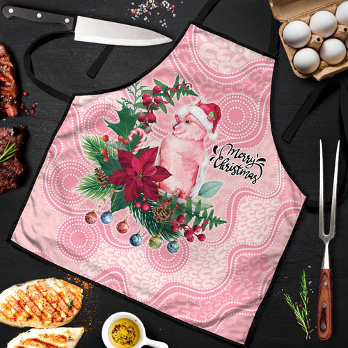 Watercolor Pink Galah Flowers Apron Australia Christmas Vibes - Aussie Hoodie