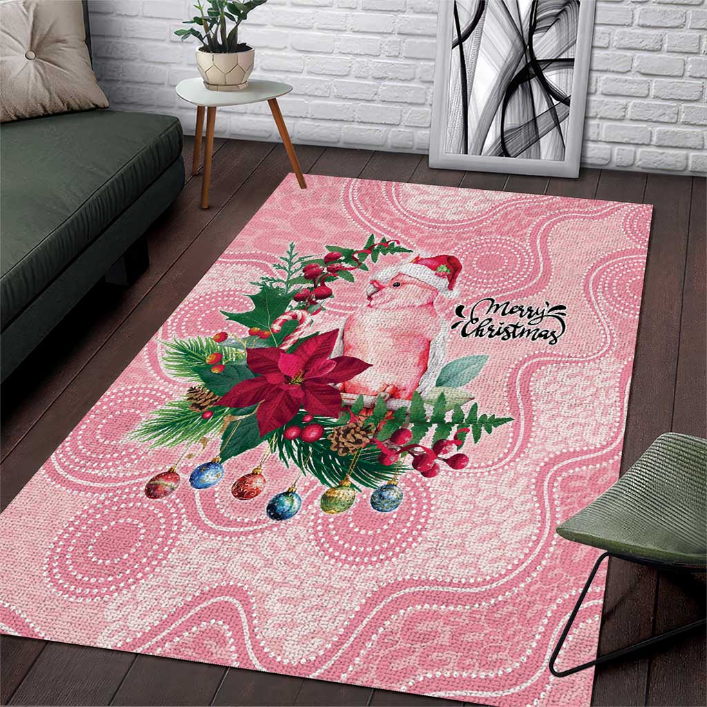 Watercolor Pink Galah Flowers Area Rug Australia Christmas Vibes - Aussie Hoodie