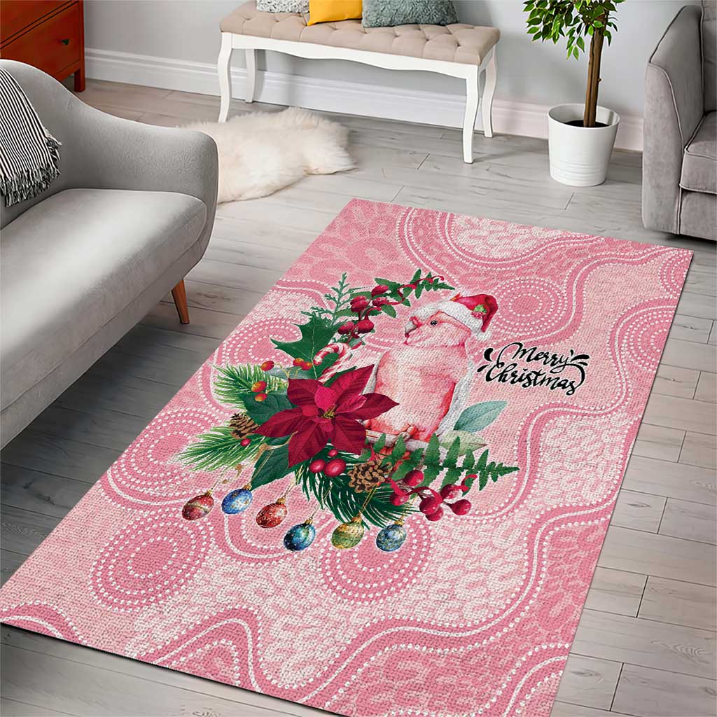 Watercolor Pink Galah Flowers Area Rug Australia Christmas Vibes - Aussie Hoodie
