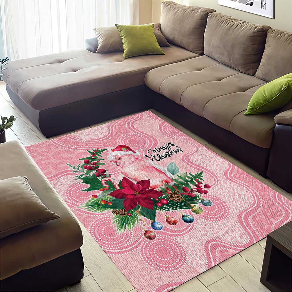 Watercolor Pink Galah Flowers Area Rug Australia Christmas Vibes - Aussie Hoodie