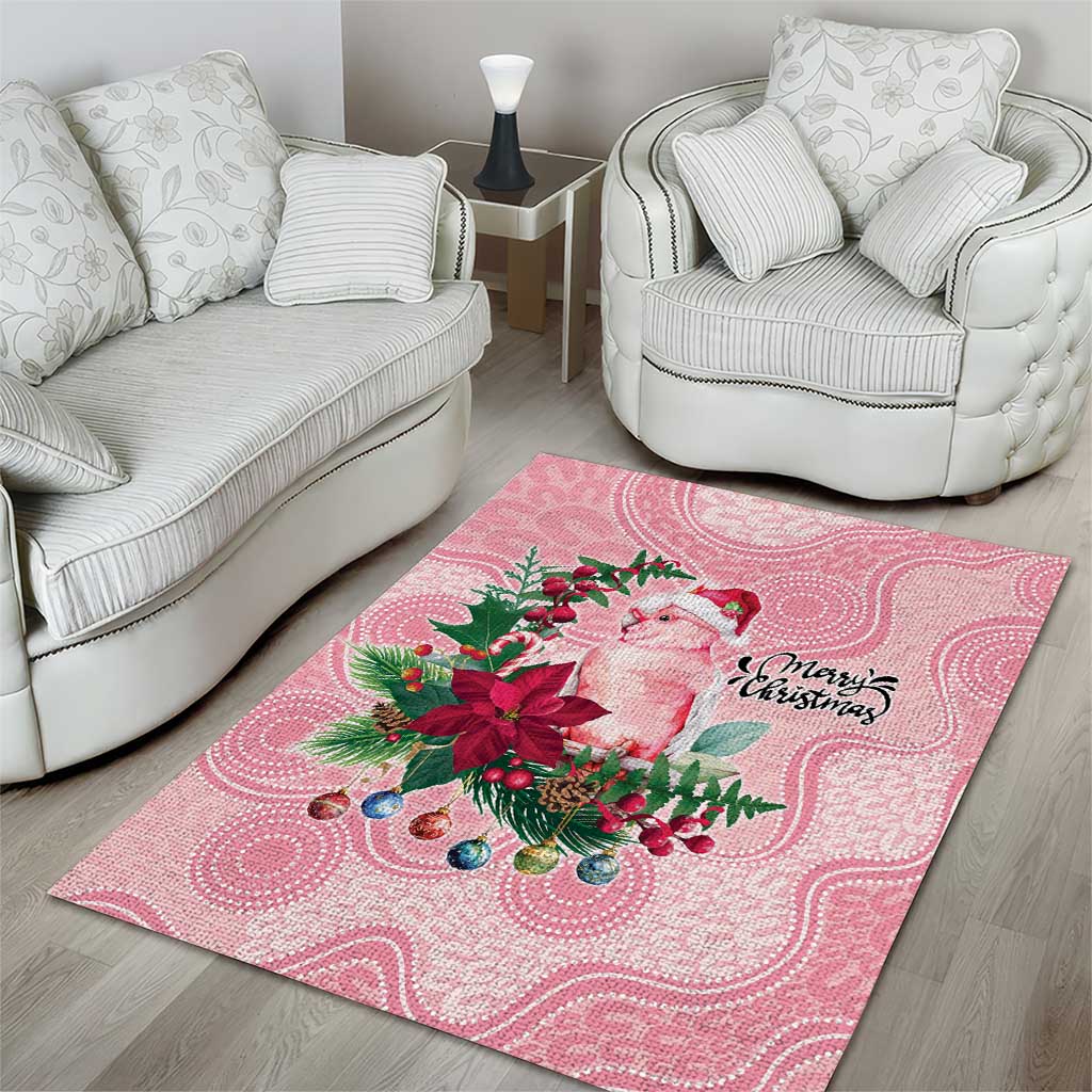 Watercolor Pink Galah Flowers Area Rug Australia Christmas Vibes - Aussie Hoodie