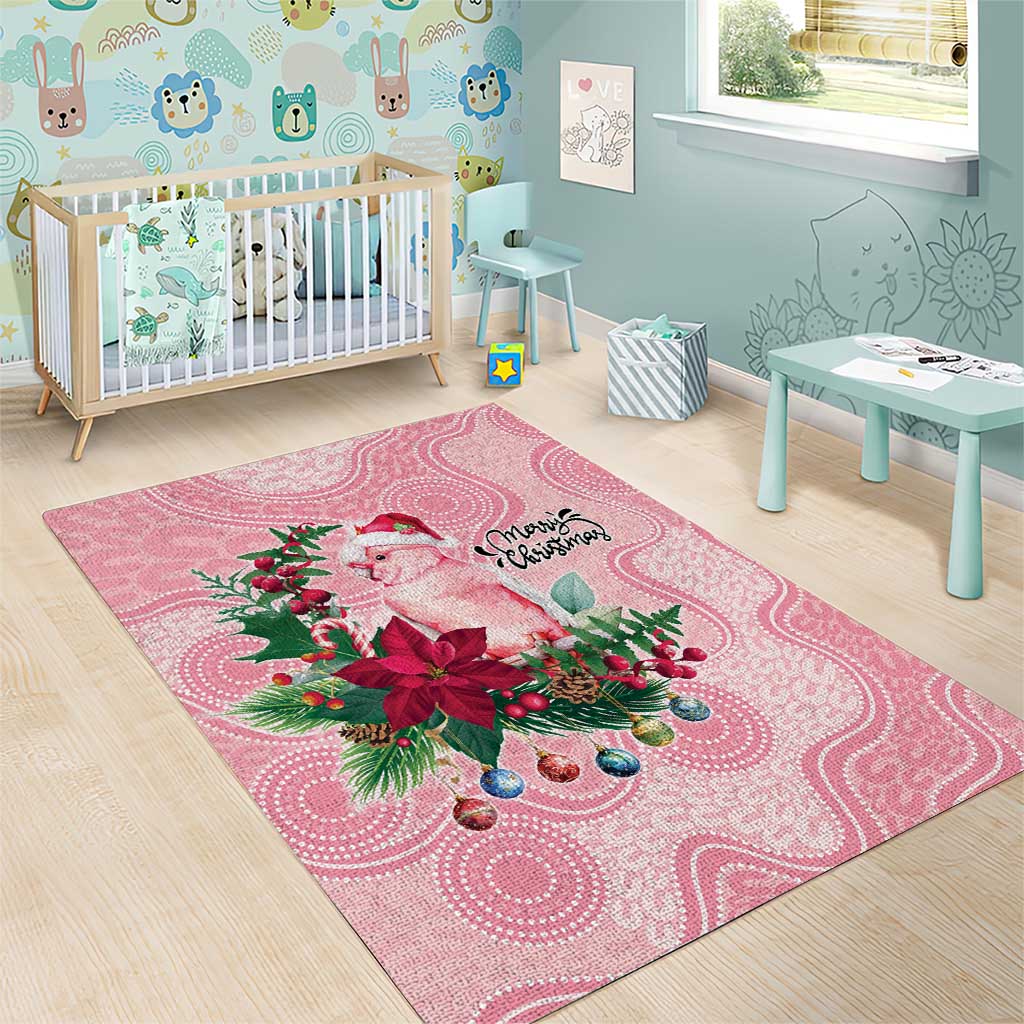 Watercolor Pink Galah Flowers Area Rug Australia Christmas Vibes - Aussie Hoodie