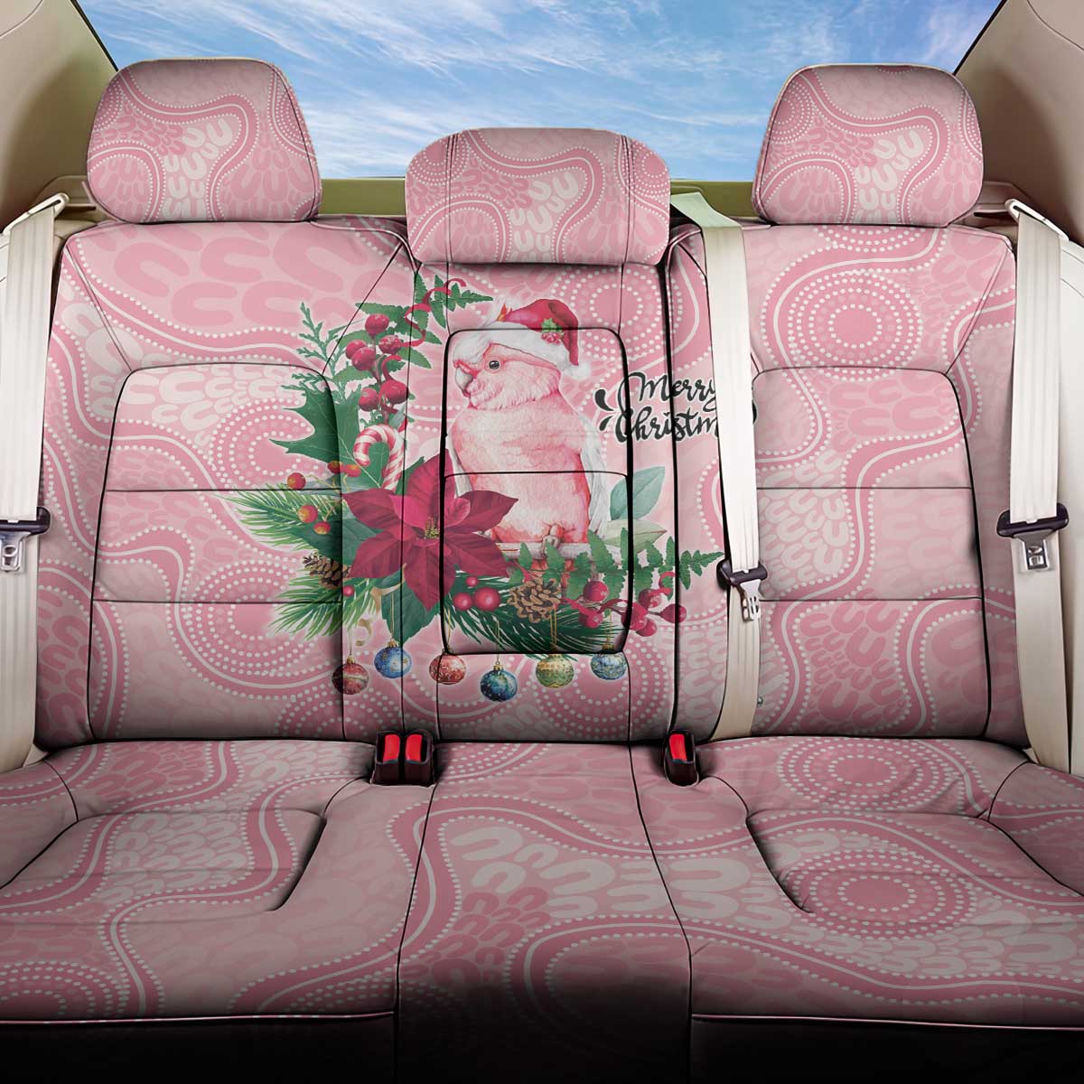 Watercolor Pink Galah Flowers Back Car Seat Cover Australia Christmas Vibes - Aussie Hoodie