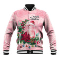 Watercolor Pink Galah Flowers Baseball Jacket Australia Christmas Vibes - Aussie Hoodie
