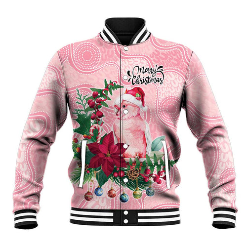 Watercolor Pink Galah Flowers Baseball Jacket Australia Christmas Vibes - Aussie Hoodie