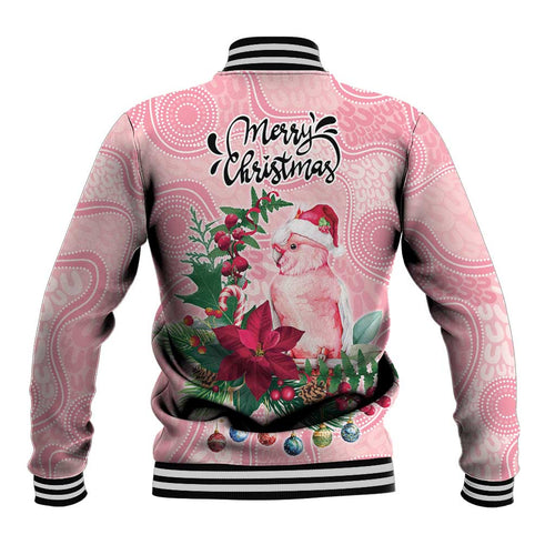 Watercolor Pink Galah Flowers Baseball Jacket Australia Christmas Vibes - Aussie Hoodie