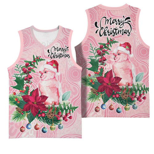 Watercolor Pink Galah Flowers Basketball Jersey Australia Christmas Vibes - Aussie Hoodie