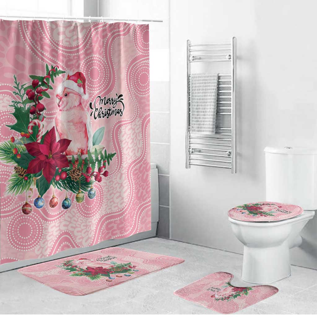 Watercolor Pink Galah Flowers Bathroom Set Australia Christmas Vibes - Aussie Hoodie
