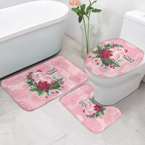 Watercolor Pink Galah Flowers Bathroom Set Australia Christmas Vibes - Aussie Hoodie
