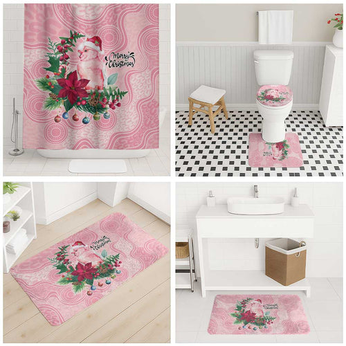 Watercolor Pink Galah Flowers Bathroom Set Australia Christmas Vibes - Aussie Hoodie