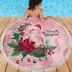 Watercolor Pink Galah Flowers Beach Blanket Australia Christmas Vibes - Aussie Hoodie