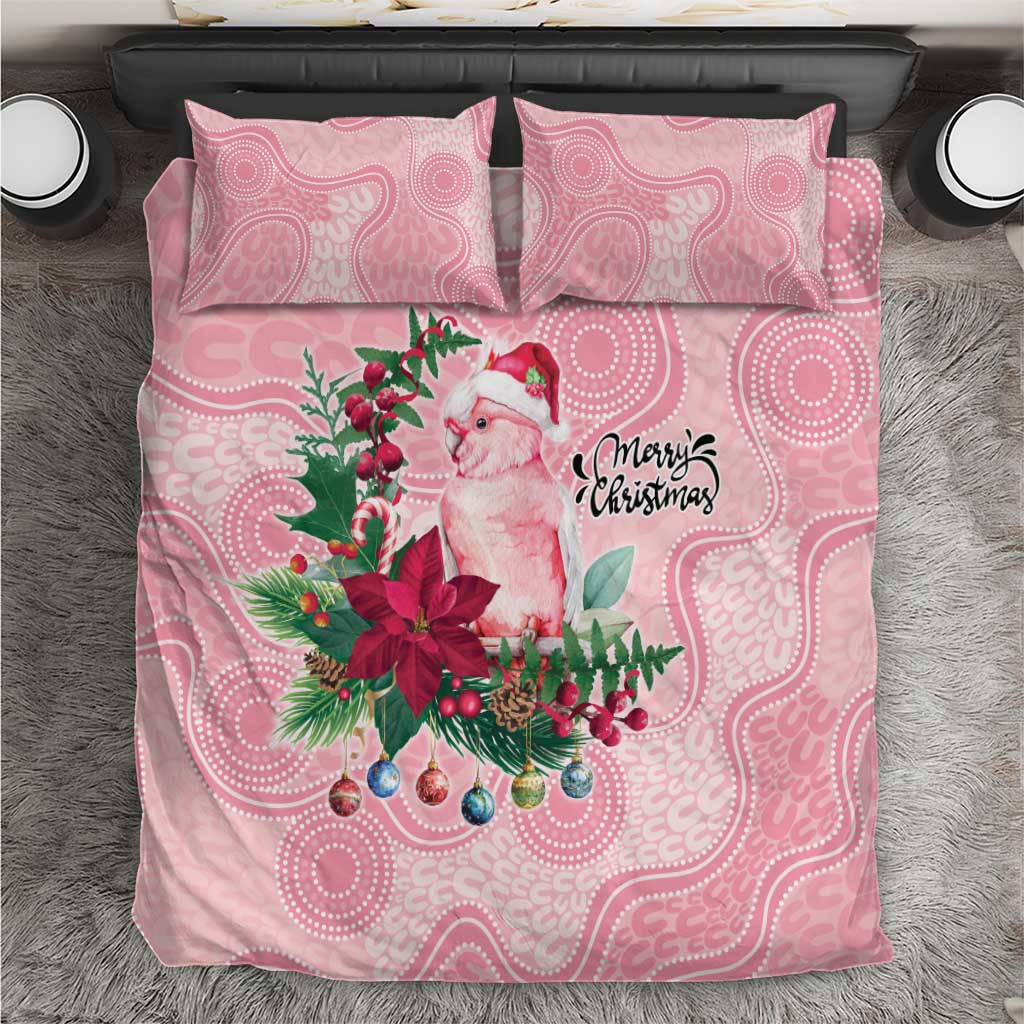 Watercolor Pink Galah Flowers Bedding Set Australia Christmas Vibes - Aussie Hoodie