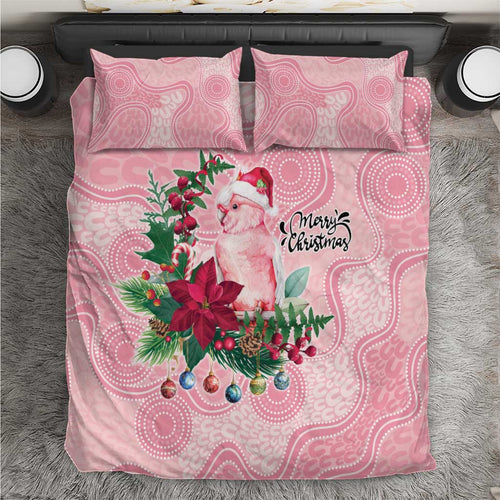 Watercolor Pink Galah Flowers Bedding Set Australia Christmas Vibes - Aussie Hoodie