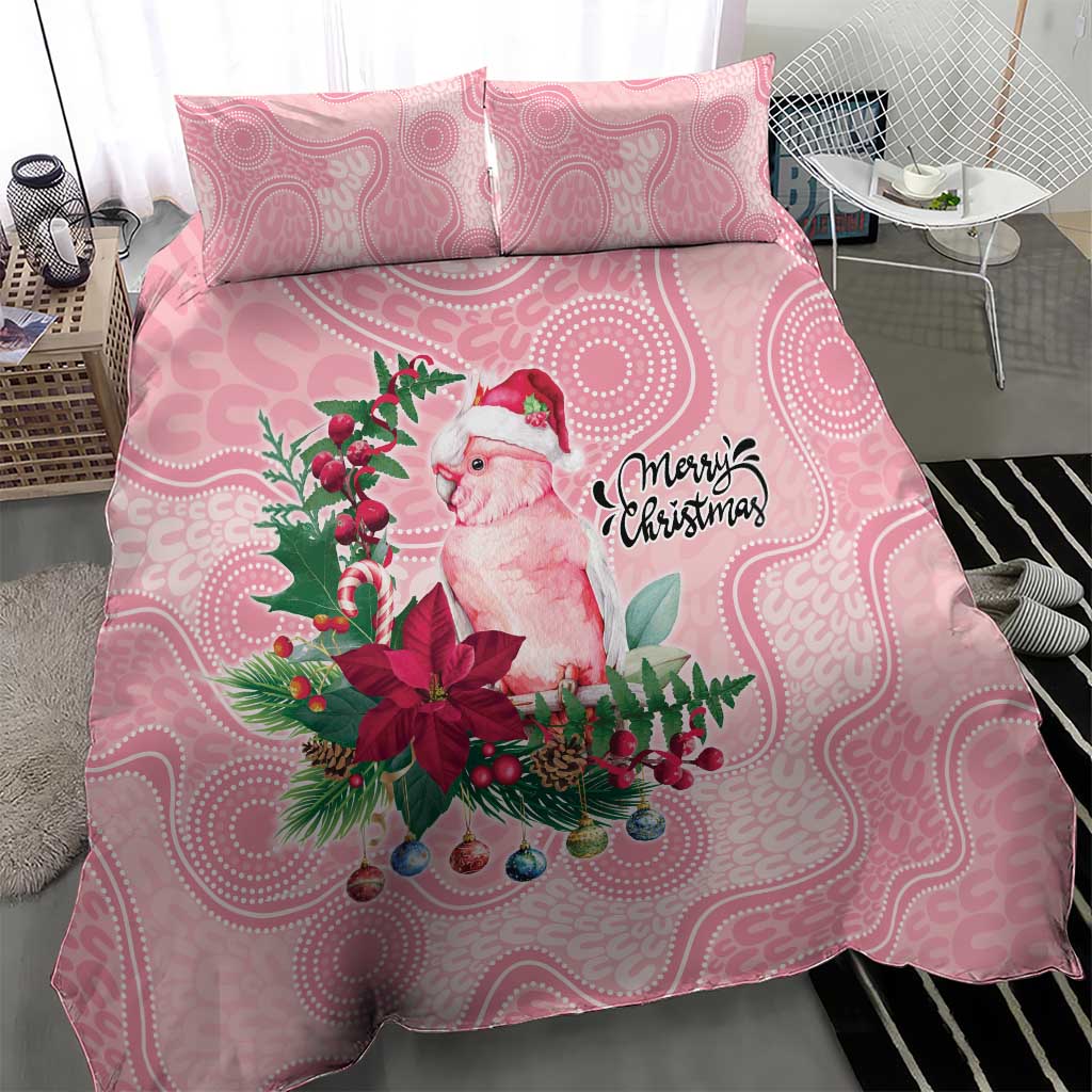 Watercolor Pink Galah Flowers Bedding Set Australia Christmas Vibes - Aussie Hoodie