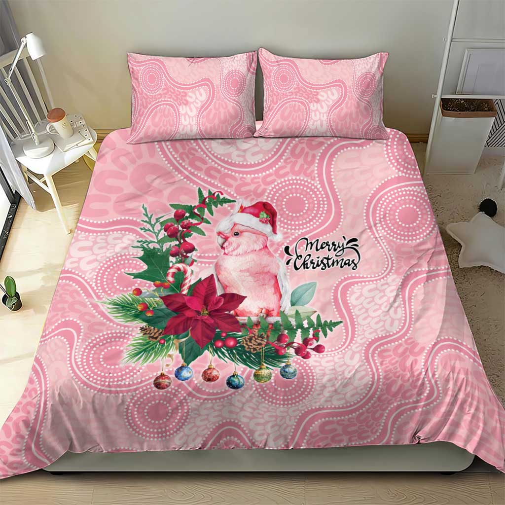 Watercolor Pink Galah Flowers Bedding Set Australia Christmas Vibes - Aussie Hoodie