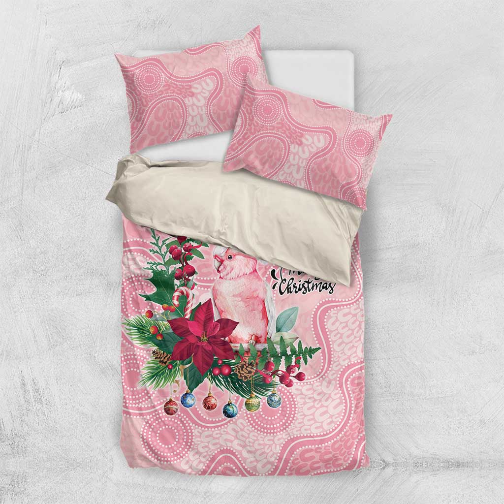 Watercolor Pink Galah Flowers Bedding Set Australia Christmas Vibes - Aussie Hoodie