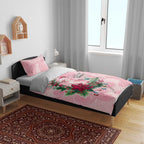 Watercolor Pink Galah Flowers Bedding Set Australia Christmas Vibes - Aussie Hoodie