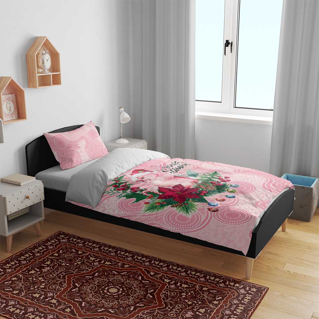 Watercolor Pink Galah Flowers Bedding Set Australia Christmas Vibes - Aussie Hoodie