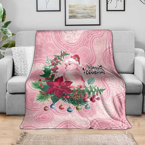 Watercolor Pink Galah Flowers Blanket Australia Christmas Vibes - Aussie Hoodie