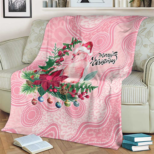 Watercolor Pink Galah Flowers Blanket Australia Christmas Vibes - Aussie Hoodie