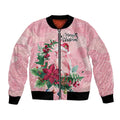 Watercolor Pink Galah Flowers Bomber Jacket Australia Christmas Vibes - Aussie Hoodie