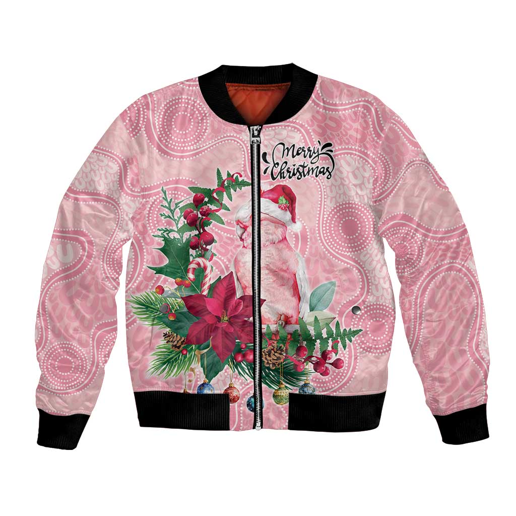 Watercolor Pink Galah Flowers Bomber Jacket Australia Christmas Vibes - Aussie Hoodie