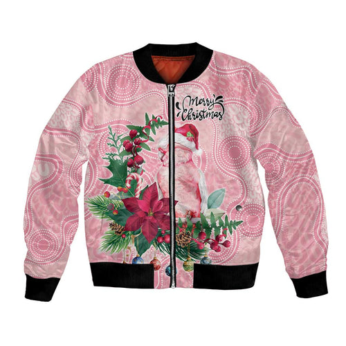 Watercolor Pink Galah Flowers Bomber Jacket Australia Christmas Vibes - Aussie Hoodie