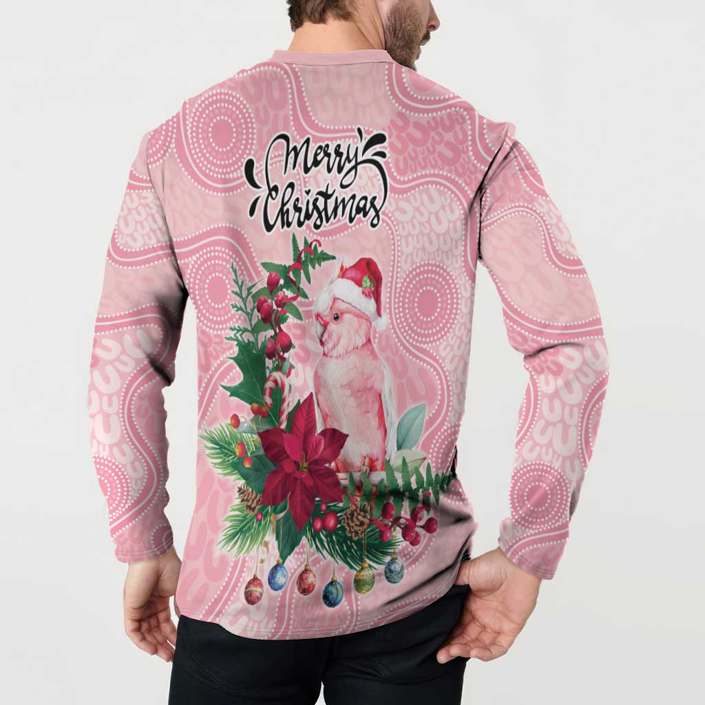 Watercolor Pink Galah Flowers Button Sweatshirt Australia Christmas Vibes - Aussie Hoodie