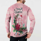 Watercolor Pink Galah Flowers Button Sweatshirt Australia Christmas Vibes - Aussie Hoodie