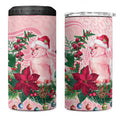 Watercolor Pink Galah Flowers 4 in 1 Can Cooler Tumbler Australia Christmas Vibes - Aussie Hoodie