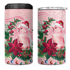 Watercolor Pink Galah Flowers 4 in 1 Can Cooler Tumbler Australia Christmas Vibes - Aussie Hoodie