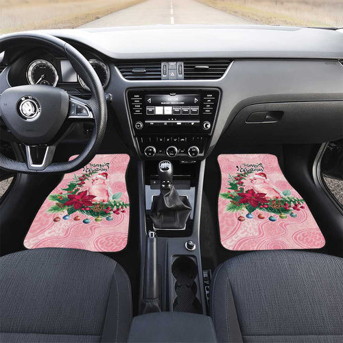 Watercolor Pink Galah Flowers Car Mats Australia Christmas Vibes - Aussie Hoodie