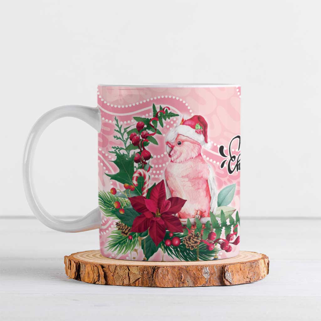 Watercolor Pink Galah Flowers Ceramic Mug Australia Christmas Vibes - Aussie Hoodie