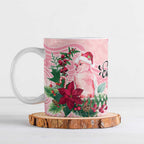 Watercolor Pink Galah Flowers Ceramic Mug Australia Christmas Vibes - Aussie Hoodie