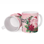 Watercolor Pink Galah Flowers Ceramic Mug Australia Christmas Vibes - Aussie Hoodie