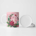 Watercolor Pink Galah Flowers Ceramic Mug Australia Christmas Vibes - Aussie Hoodie