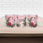 Watercolor Pink Galah Flowers Ceramic Mug Australia Christmas Vibes - Aussie Hoodie