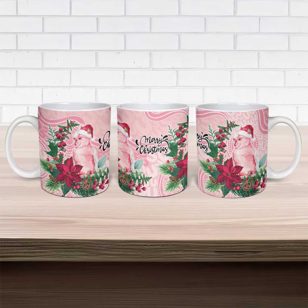 Watercolor Pink Galah Flowers Ceramic Mug Australia Christmas Vibes - Aussie Hoodie