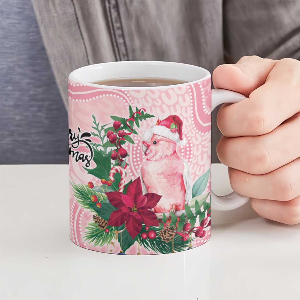 Watercolor Pink Galah Flowers Ceramic Mug Australia Christmas Vibes - Aussie Hoodie
