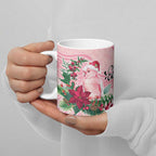 Watercolor Pink Galah Flowers Ceramic Mug Australia Christmas Vibes - Aussie Hoodie