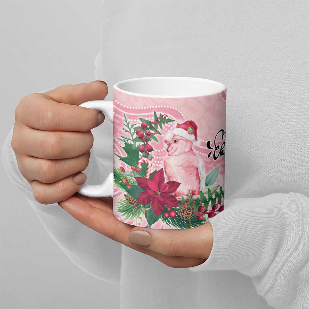 Watercolor Pink Galah Flowers Ceramic Mug Australia Christmas Vibes - Aussie Hoodie