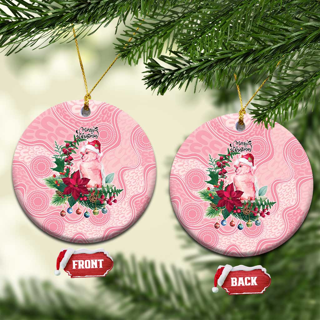 Watercolor Pink Galah Flowers Ceramic Ornament Australia Christmas Vibes - Aussie Hoodie