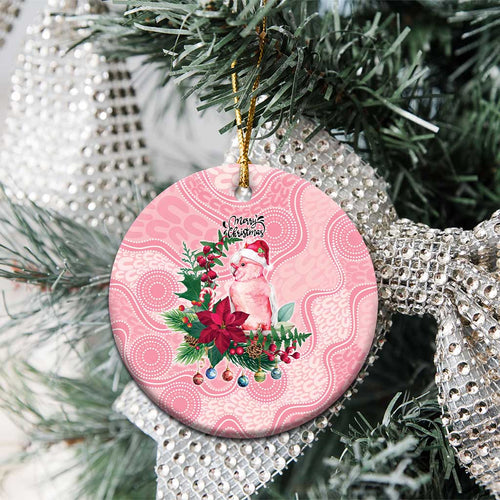 Watercolor Pink Galah Flowers Ceramic Ornament Australia Christmas Vibes - Aussie Hoodie