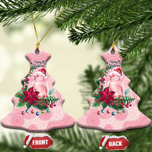 Watercolor Pink Galah Flowers Ceramic Ornament Australia Christmas Vibes - Aussie Hoodie