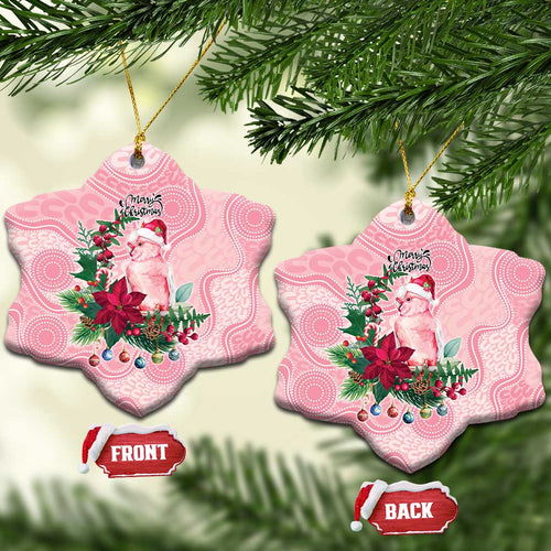 Watercolor Pink Galah Flowers Ceramic Ornament Australia Christmas Vibes - Aussie Hoodie