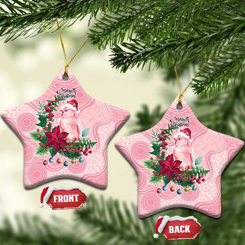 Watercolor Pink Galah Flowers Ceramic Ornament Australia Christmas Vibes - Aussie Hoodie